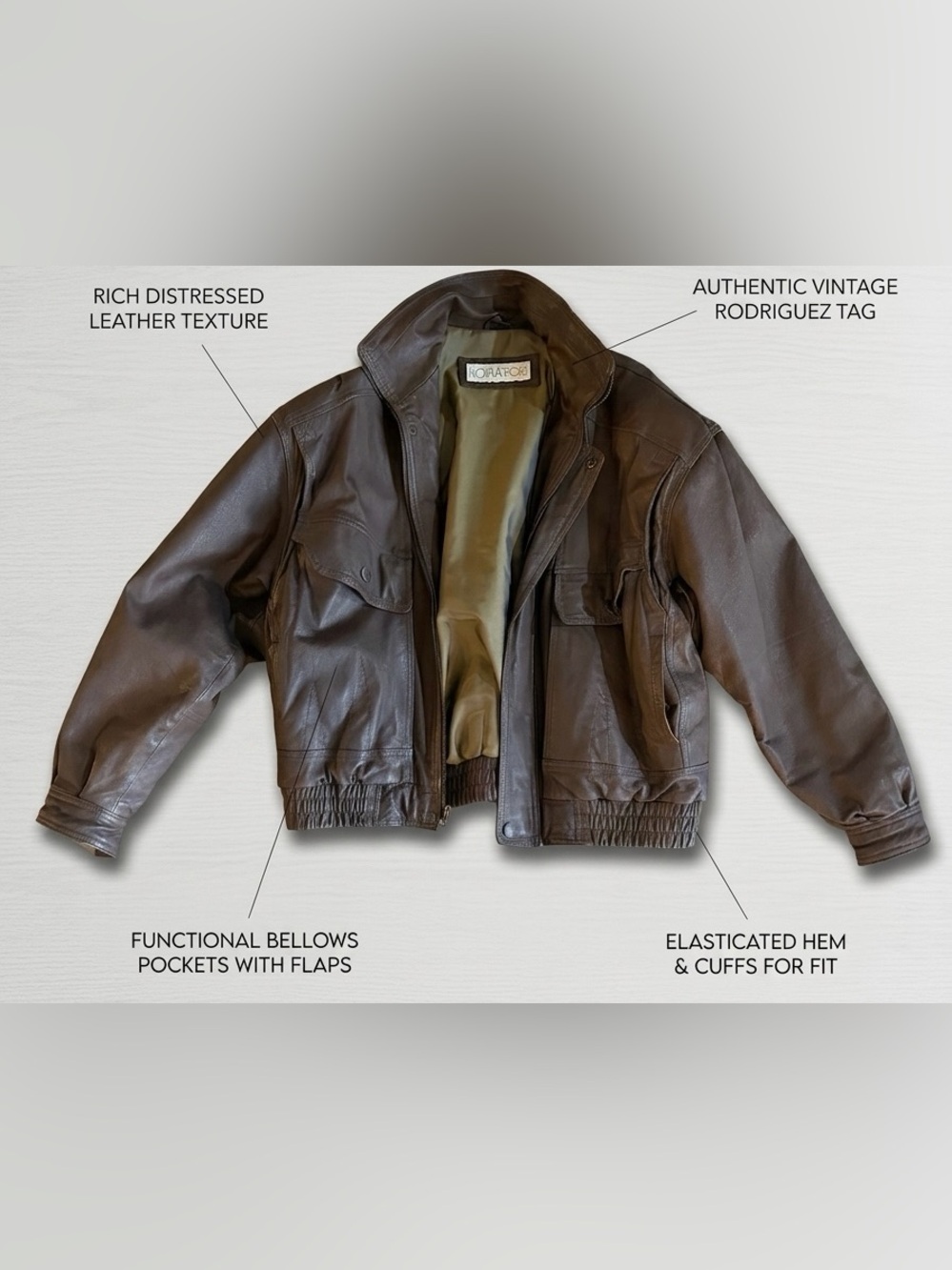 Men's Joshua Ross Brown Leather Bomber Jacket - Size Large
